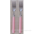 2pcs stainless steel fork with plastic handle